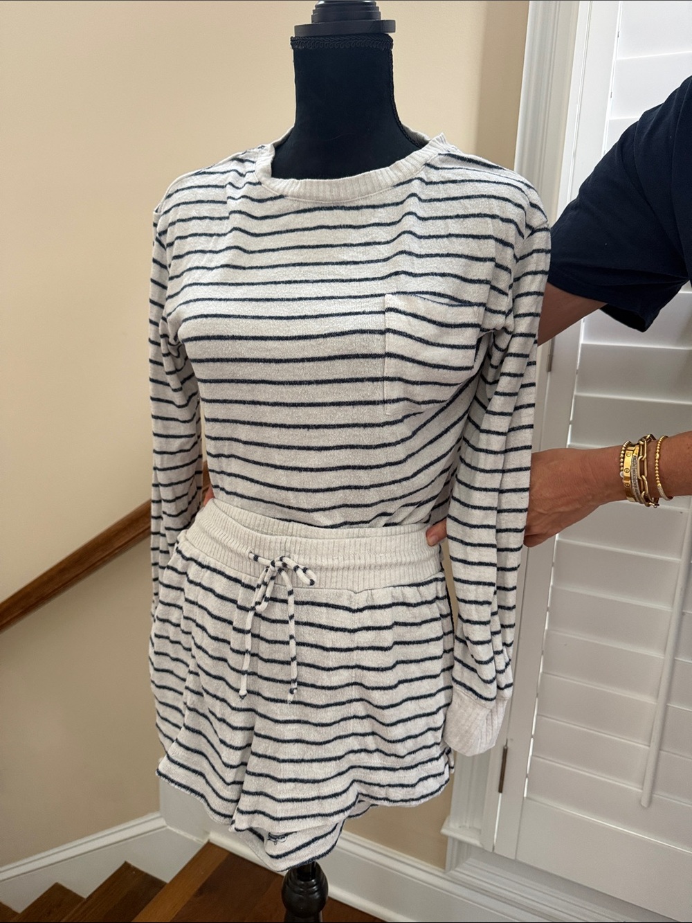stars above Striped Knit Top - Cream & Navy